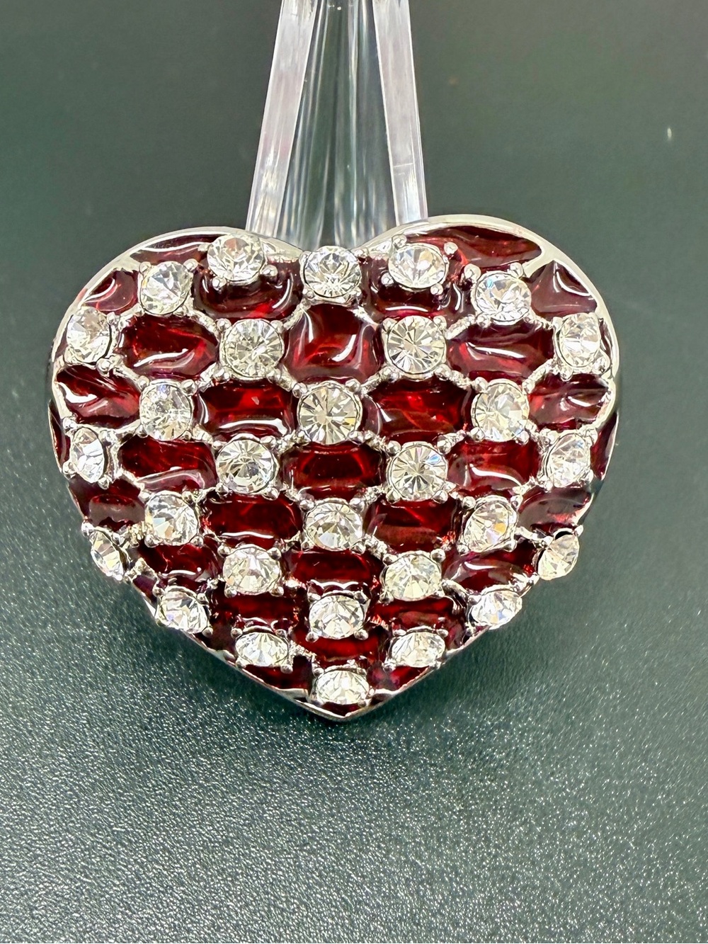 Red Crystal Heart Brooch Pin – Women Jewelry